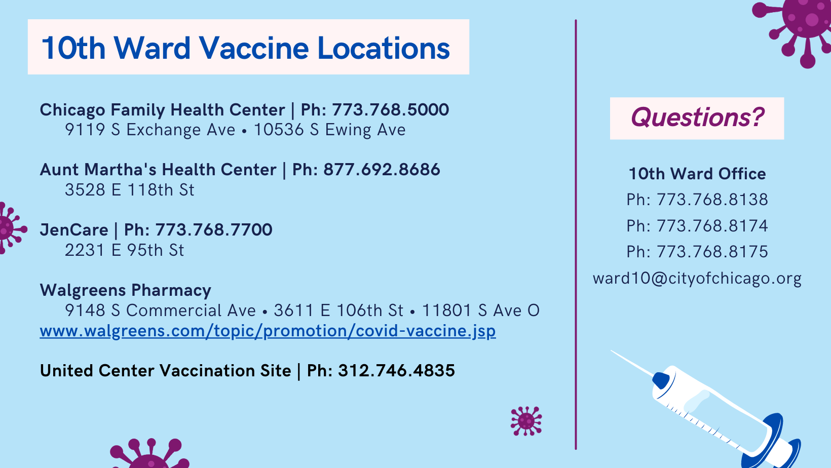 10th Ward Vaccine places
